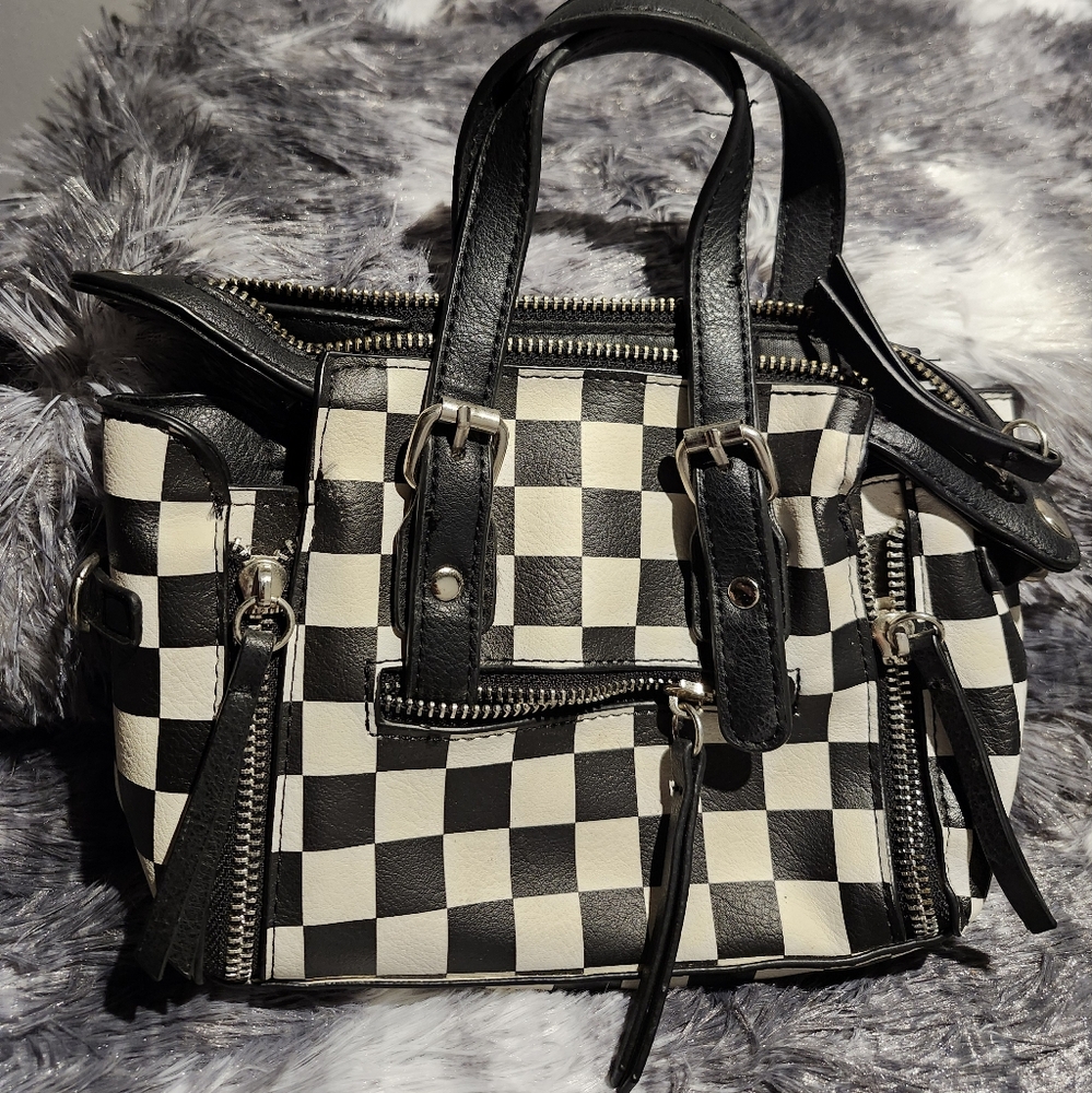 Checkered Black and White Women's Bag